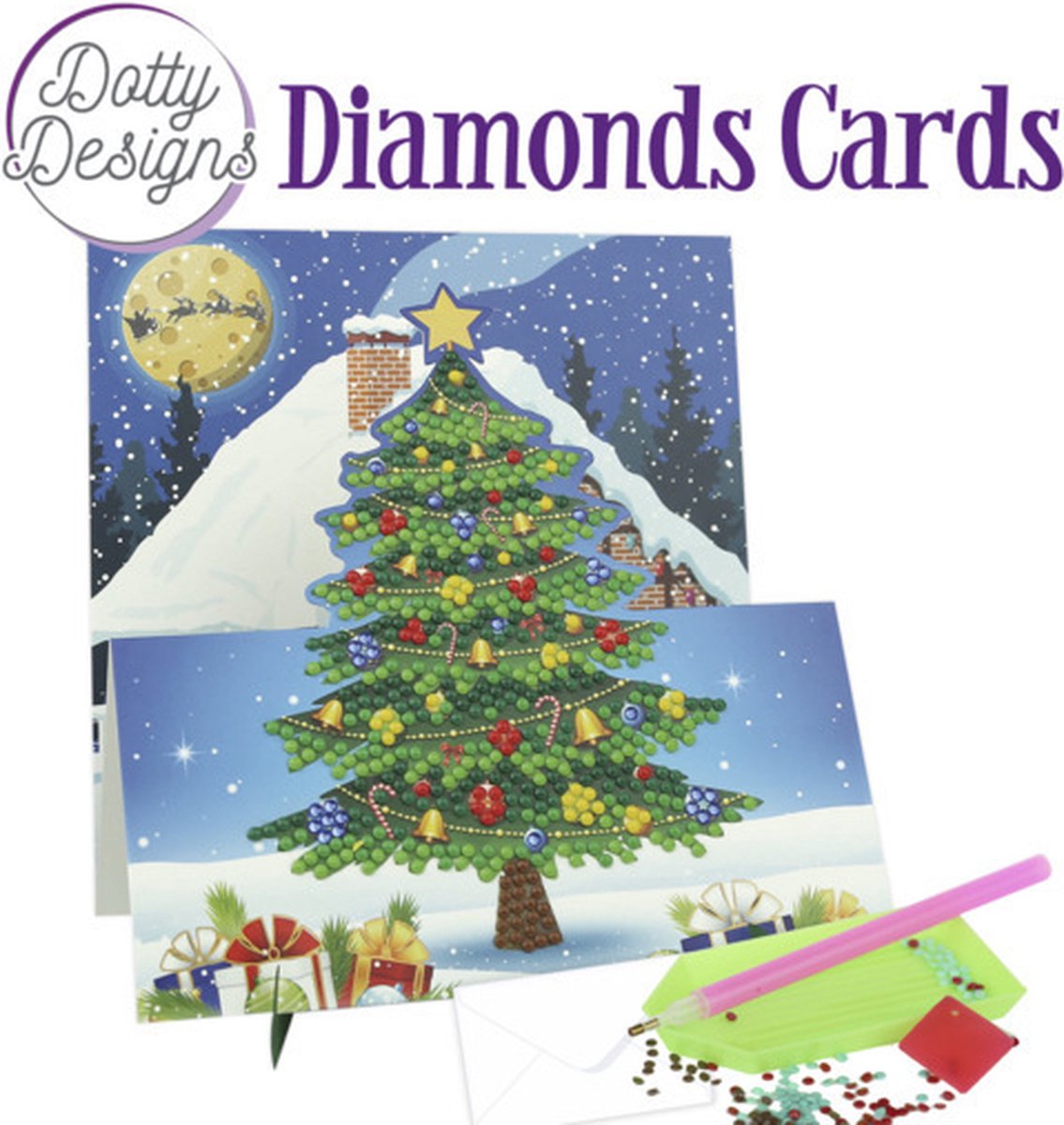 Diamond Painting Dotty Design Diamonds Cards | Decorated Christmas Tree